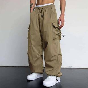Harajuku Oversized Cargo Parachute Pants Men Sreetwear Vinta