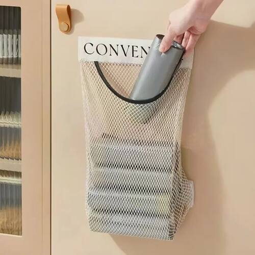Wall Mount Mesh Storage Bag Garbage Bag Holder Plastic Shopp