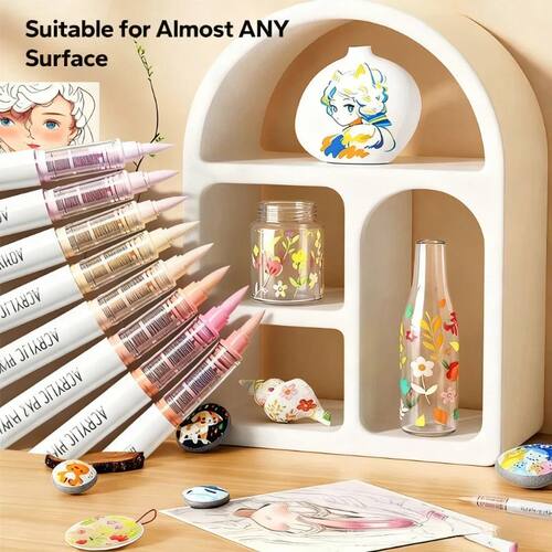 9PCS Acrylic Brush Pen Set, Professional Art Markers with In