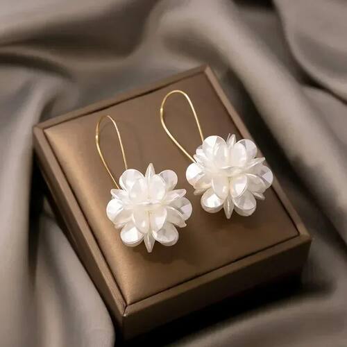 Women's Pearl Petal Ball Earrings Fashion Trend Long Flower