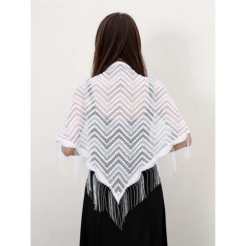Fashion Lace Hollow Tassel Triangle Scarf Embrodiery Women H