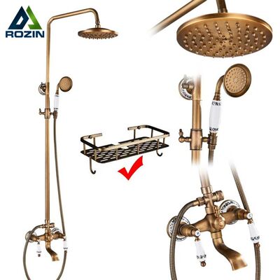 rozin Antique Brass Shower Faucet Set Bathroom Shower Column