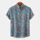 Shirt Collar Men Hawaiian Half Placket Beach Vacation