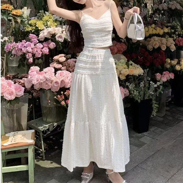 夏季新款两件套气质吊带上衣小个子半身裙小香风夏天套装裙子潮流