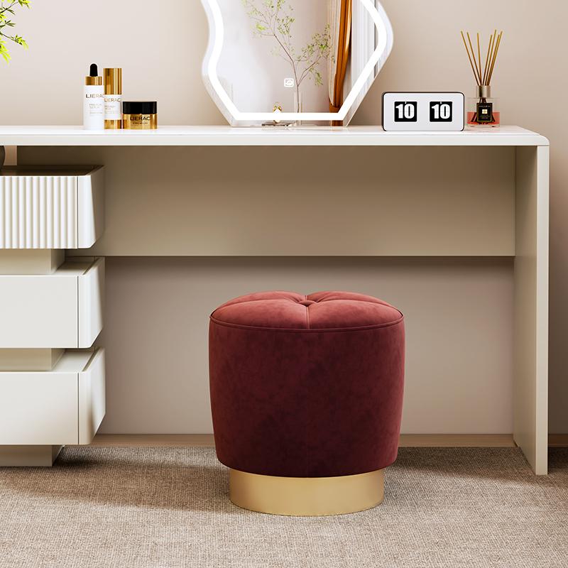 轻奢梳妆凳化妆凳卧室梳妆台凳子圆凳极简设计师客厅沙发矮凳软座