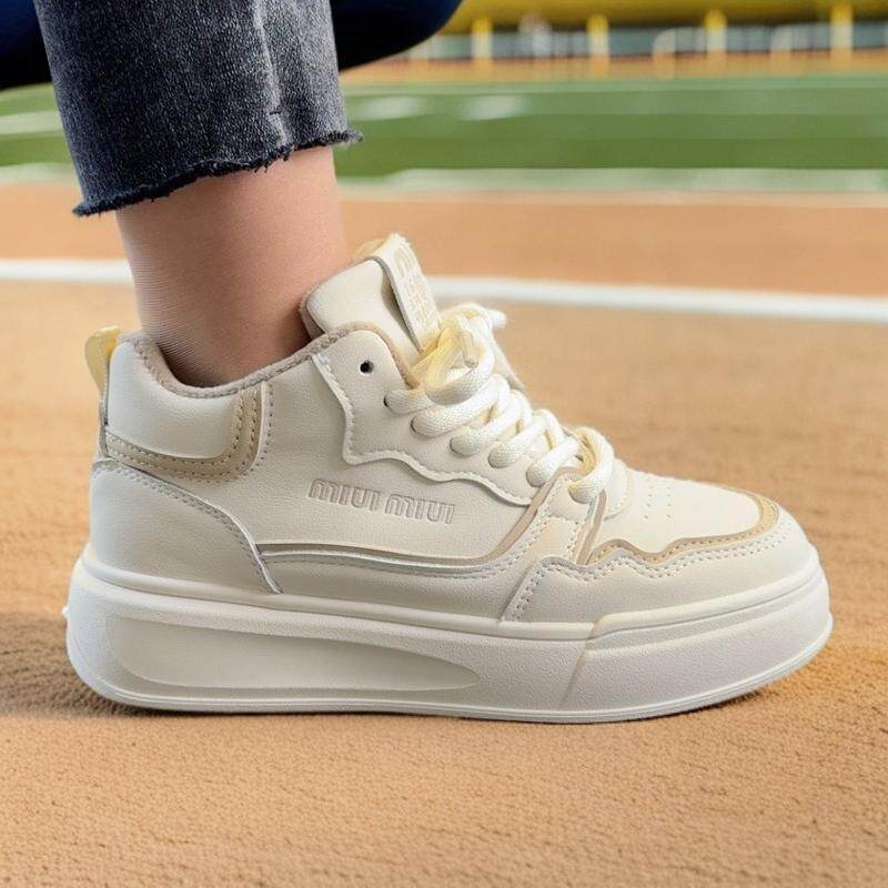 萱朵莎正品平底加绒女生板鞋女冬季2024年新款皮面防水运动休闲鞋