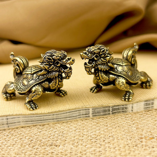 黄铜龙龟摆件八卦龟龙头龟避小人招财招贵人镇宅简约装饰桌面摆件