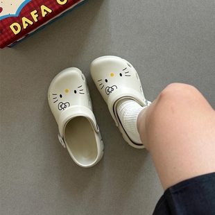外穿防滑防臭包头拖 哈喽kitty洞洞鞋 女2025新款 高颜值勃肯鞋 夏季