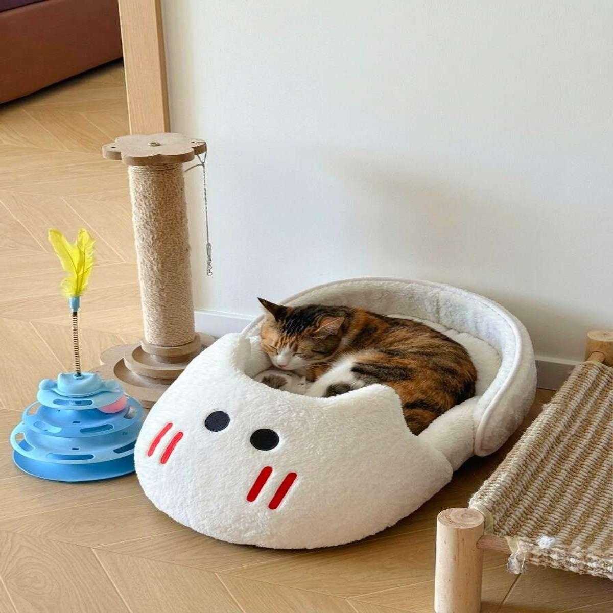 猫窝半封闭式安全感冬加厚猫别墅新式半包围防风防寒宠物睡床沙发