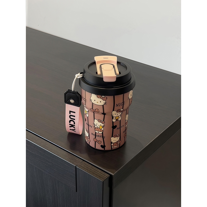 哈喽kitty保温杯316不锈钢带提绳便携学生水杯女士高颜值2025新款
