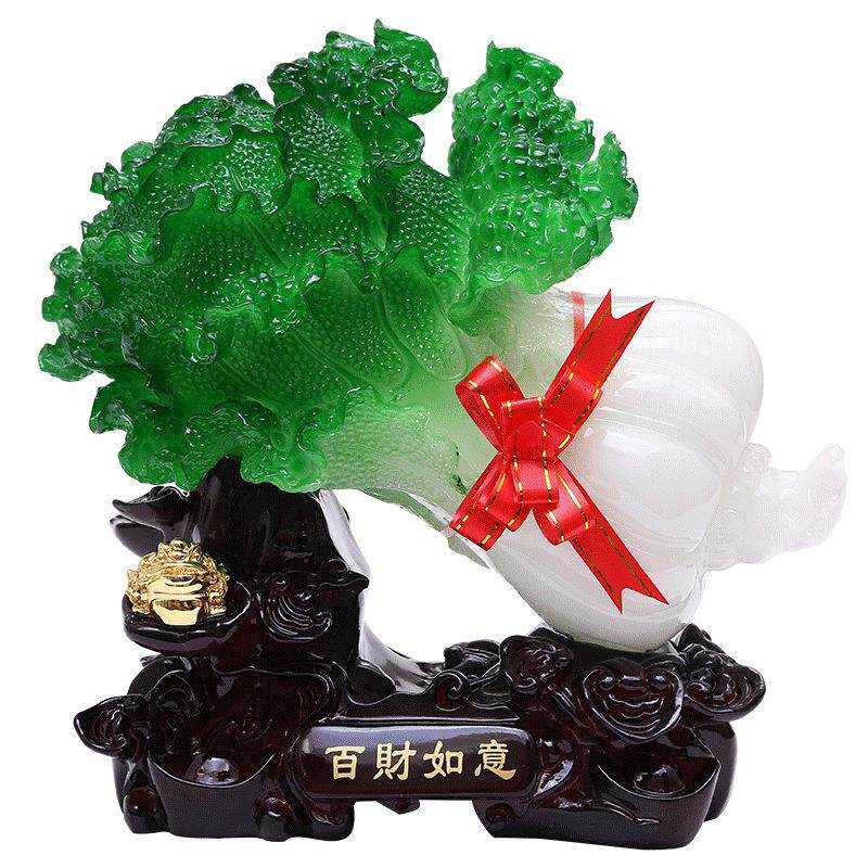 包邮仿玉白菜树脂摆件招财百财如意工艺品摆件店铺饭店开业礼品