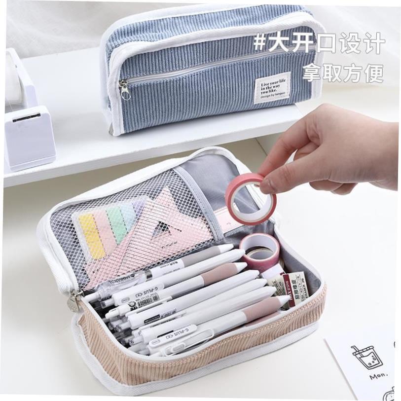 Large Capacity Pencil Case Kawaii Canvas Pencilcase School