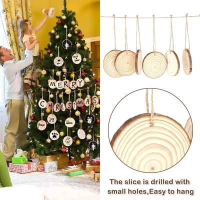 Natural Round Wooden Slices Circles DIY Christmas Ornament