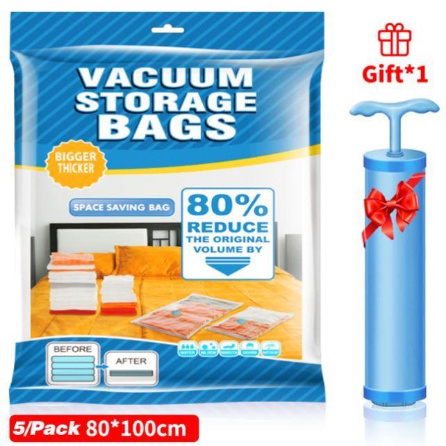 2/5/10Pcs Vacuum Bag Storage w Valve Home Organizer Bag Fold