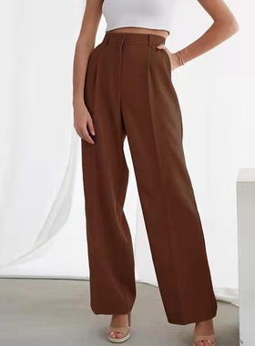 New European and American drape high waist wide leg pants
