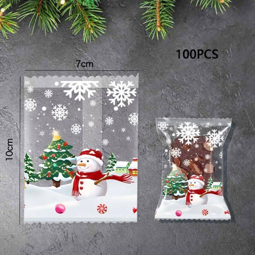 Christmas Transparent Plastic Cookie Bags Thickened Snowman