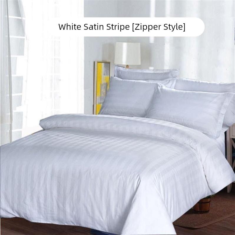 HoteJ39865l solid color quilt cover white bedding single pie