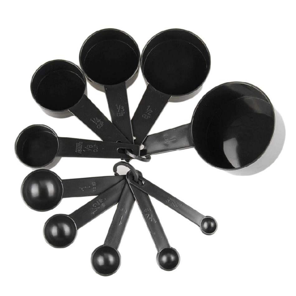10pcs/lot black plastic measuring cups measuringBLQ spoon ki