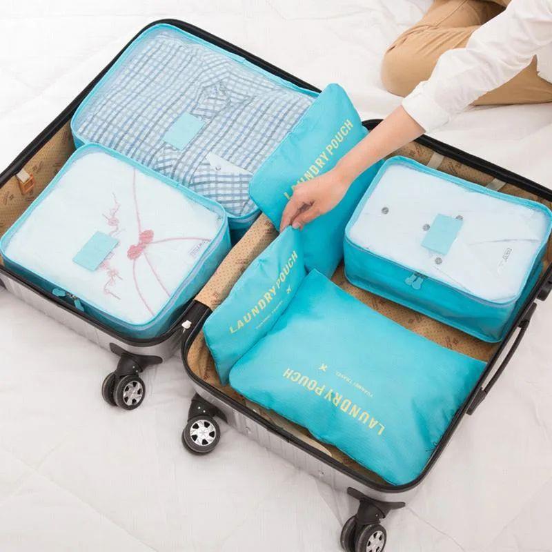 6-piece large size travel organizer portable suitcase organi