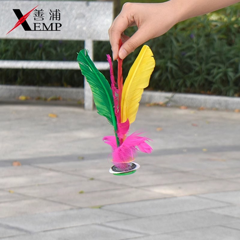 毽子A1pq501-老式彩色鸡毛耐踢毽健身初学者羽毛运动用品