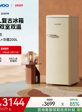 大宇电复古冰箱家用节能轻音小型冷冻冷藏客厅办公室高颜值225L