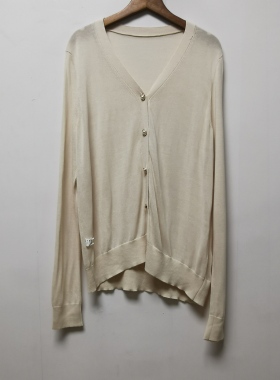 设计师样板去标春秋新款简约经典纯色百搭冰麻针织薄款女开衫F228