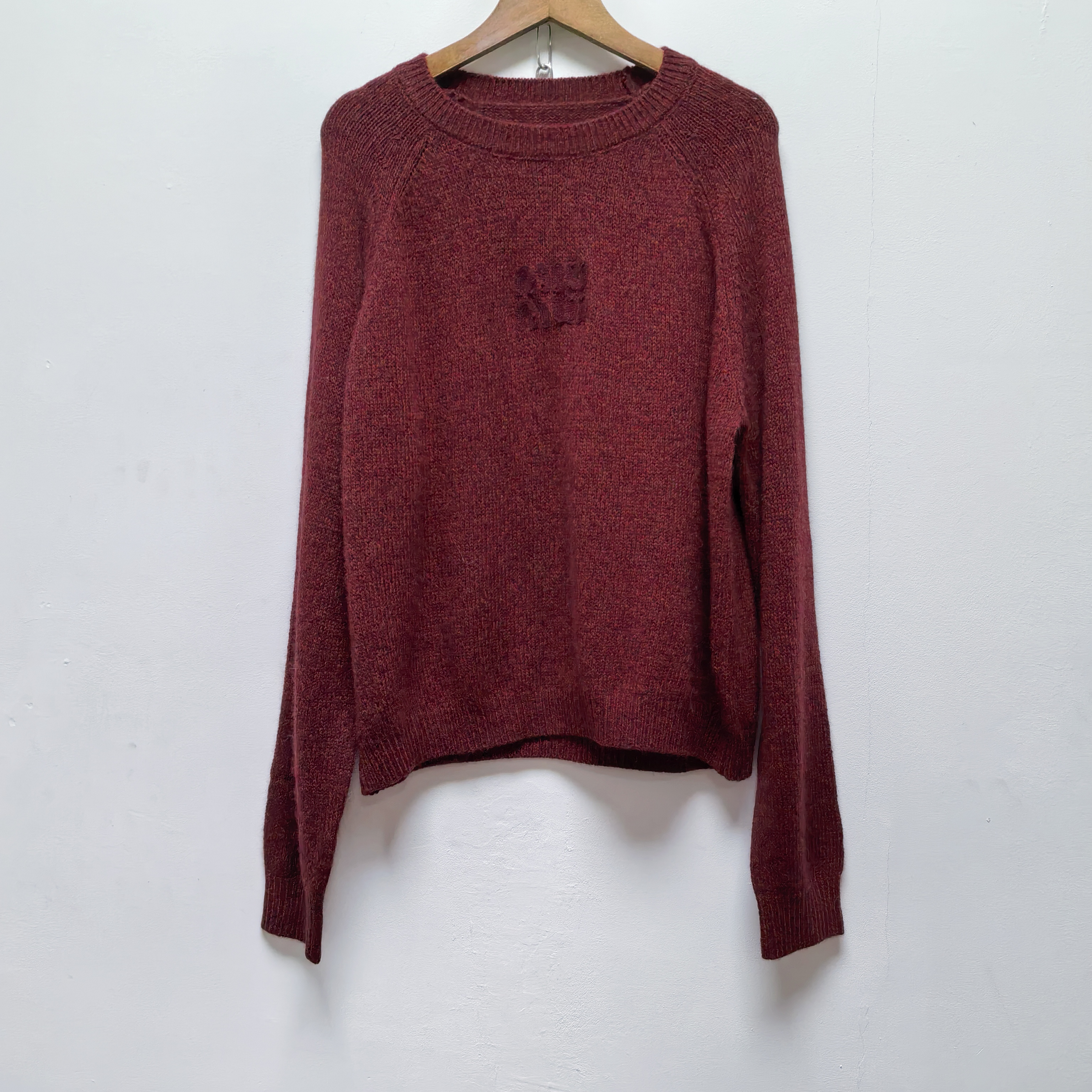 2025秋冬新款圆领套头针织衫长袖红色显白软糯打底毛衣女上衣M504