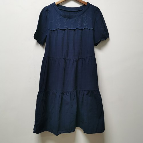 艺链接新款系列去标撤柜女装夏季时尚气质纯色感100棉连衣裙L167