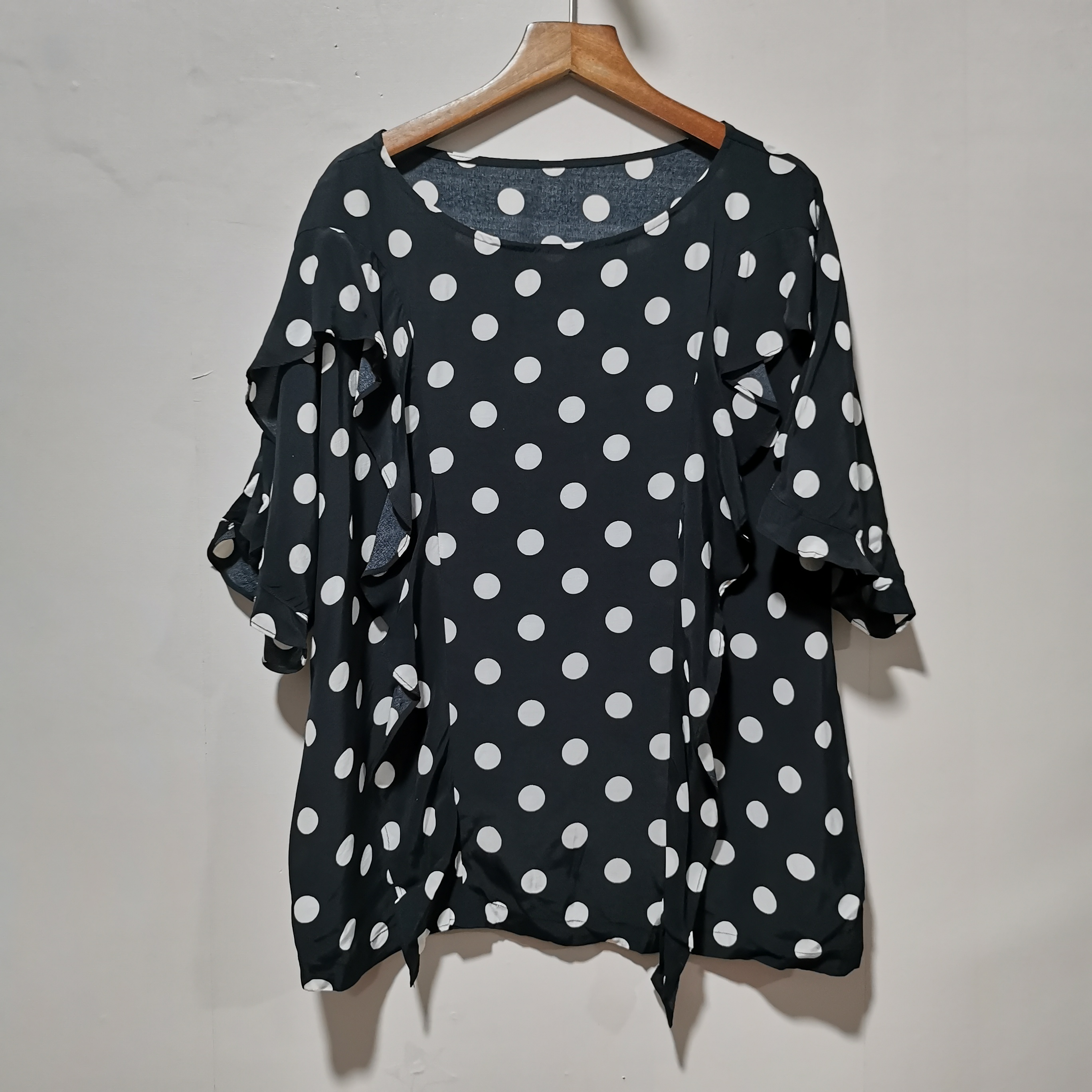 雪G系列品牌撤柜清货2024夏季气质百搭圆点宽松短袖上衣5B890