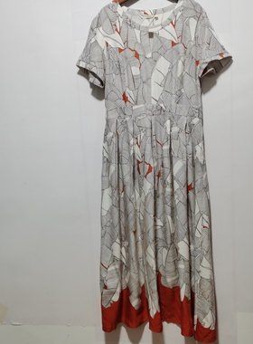 A系列艺去标撤柜女装2023夏款新款清新花色麻料清爽连衣长裙L221