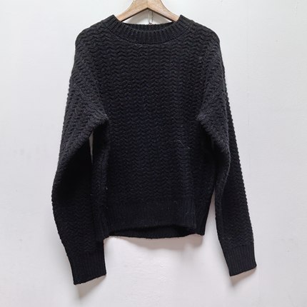 2025春秋新款圆领套头针织衫长袖休闲百搭软糯黑色打底毛衣M352
