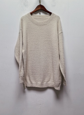 去标慵懒风复古仿貂绒针织衫2025秋冬季新款休闲宽松阔版毛衣P755