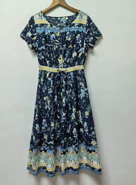 【艺】系列去标撤柜女装夏新款田园碎花裙百搭收腰纯棉连衣裙L119