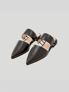 BPN2XD916城市畅游微瑕 牛皮革凉鞋 去标春夏低跟穆勒鞋 包头拖鞋