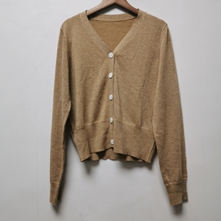 闪光丝亮丝针织开衫 设计师样板去标2025春秋季 薄款 长袖 F274 新款