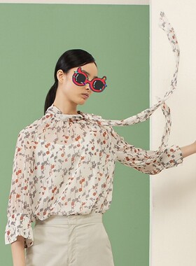 B系列BDM3HD989女装去标春款宽松碎花雪纺套头衬衫高冷的豆豆