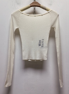 T去标撤柜设计感春秋款女装休闲时尚一字肩针织上衣女N141