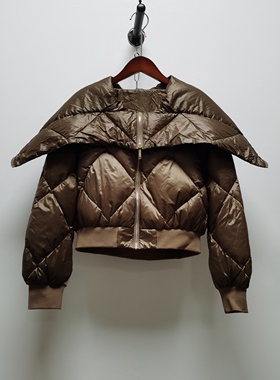 【麦】去标秋冬纯色连帽拉链灰鹅绒羽绒服软糯蓬松厚实鹅绒服4166