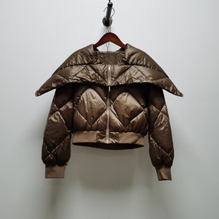 【麦】去标秋冬纯色连帽拉链灰鹅绒羽绒服软糯蓬松厚实鹅绒服4166