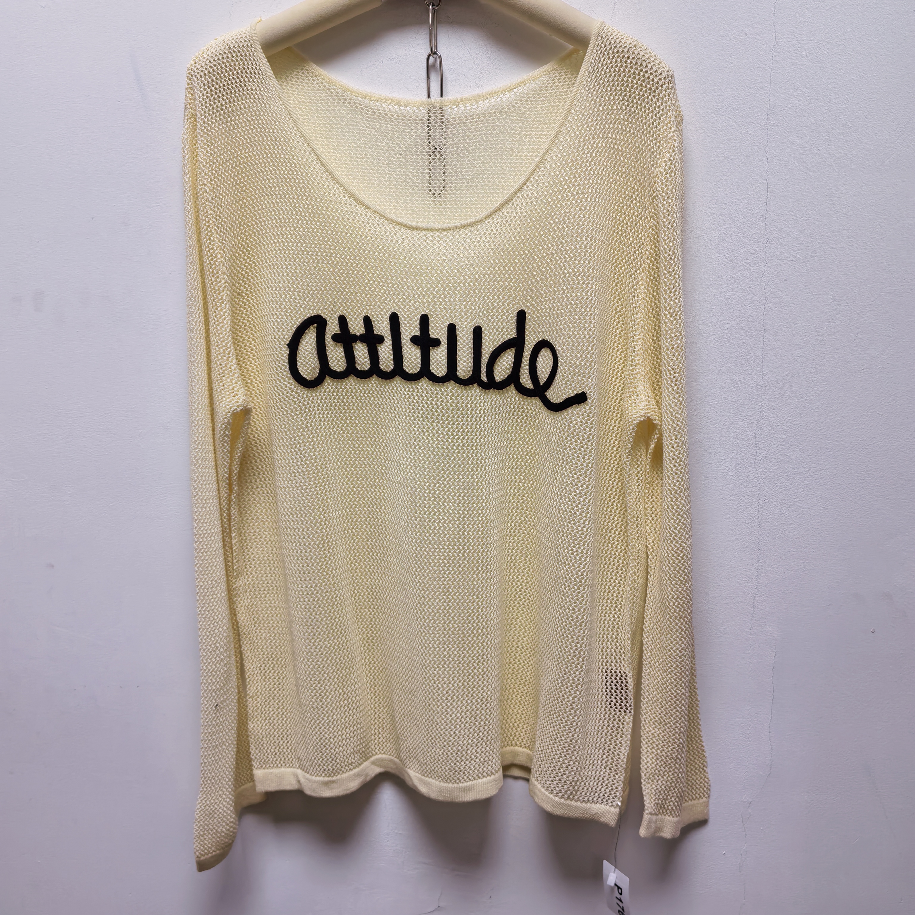 2025春季新款去标时尚百搭圆领长袖针织衫女宽松显瘦上衣P176