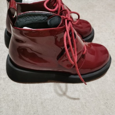 秋冬女士拼色休闲牛皮革马丁靴