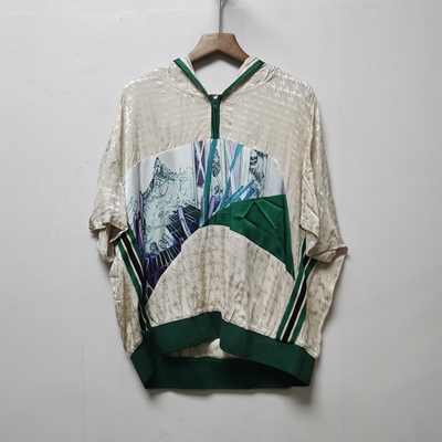 【艺】系列去标撤柜女装夏季时尚100粘胶纤维连帽撞色短袖女R007