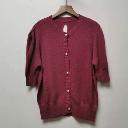 设计师样板去标2025春季新款时尚百搭显瘦短袖羊毛衫针织开衫F647