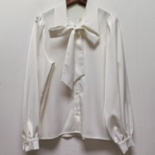 凡去标法式 气质白蝴蝶结雪纺衬衫 设计感通勤垂感衬衣别致上衣C943