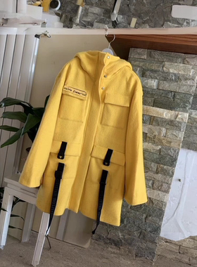 B系列韩版宽松喇叭袖连帽针织毛呢大衣外套BDL4A944大衣89%绵羊毛