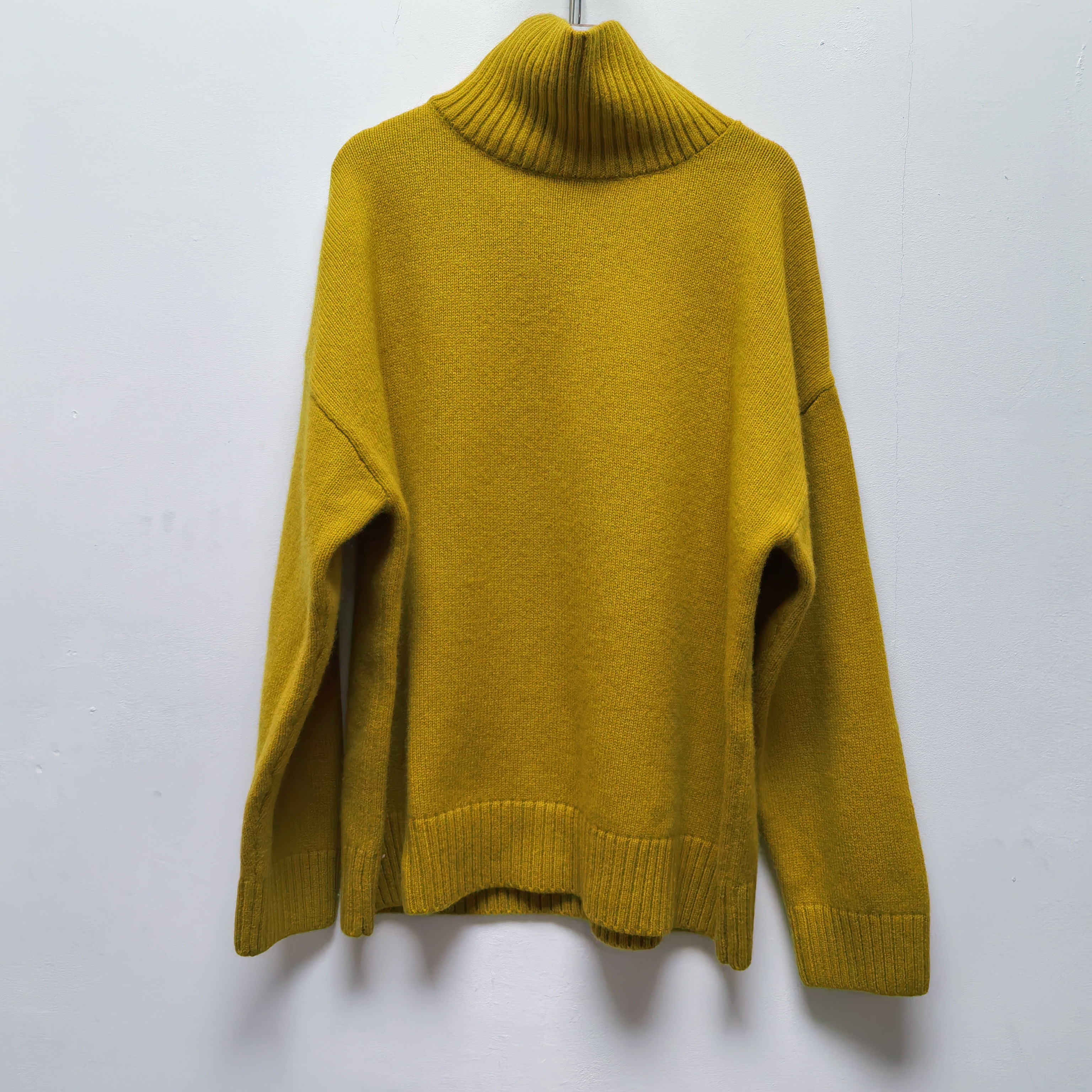 2025秋冬黄色无标新款高领针织衫毛衣女宽松显瘦百搭打底上衣M314