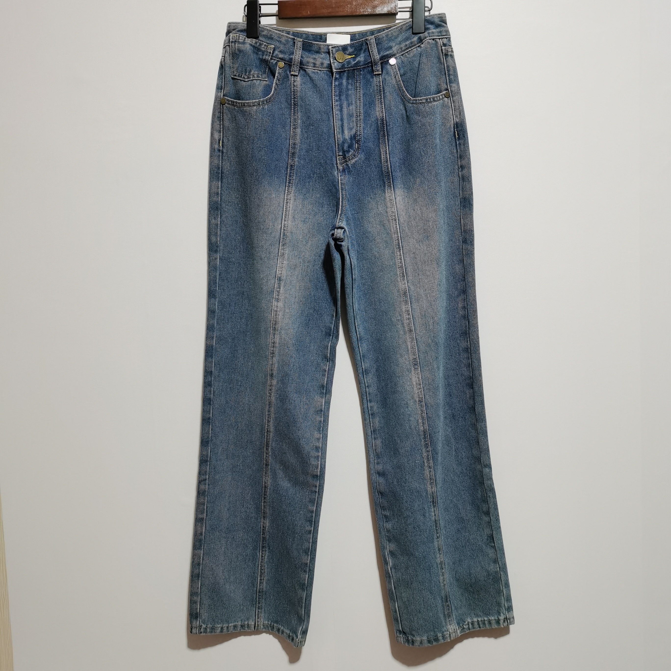 【橘】去标2025春秋时尚百搭显瘦直筒阔腿裤宽松蓝色牛仔裤女G642,女装/女士精品,牛仔裤,淘宝优惠券,粉丝福利购,淘宝优惠卷