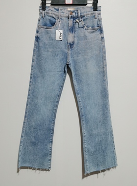 MOT家的2025春季时尚百搭毛边简约显瘦牛仔直筒九分裤女J412