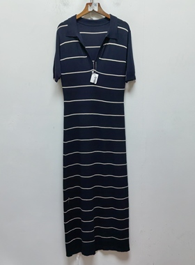 好物推荐【T】设计感春秋款女装时尚休闲百搭深蓝针织连衣裙O100
