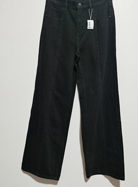 【雪】撤柜女装春秋季时尚百搭亮晶晶显瘦直筒牛仔裤休闲长裤J164